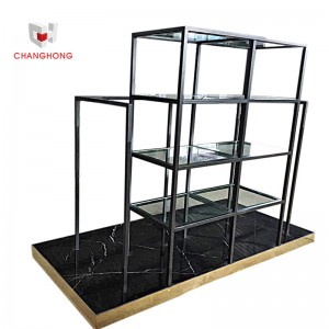 Classic Shop Design Fashion Women’s Clothing Display Stand Luxury Glass Marble Display Stand