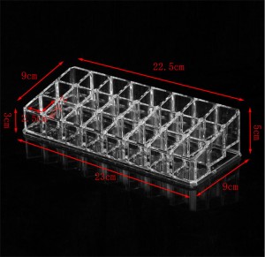 Best logo sign custom claer acrylic lipstick holder display organizer 24 slots for bedroom cosmetics store